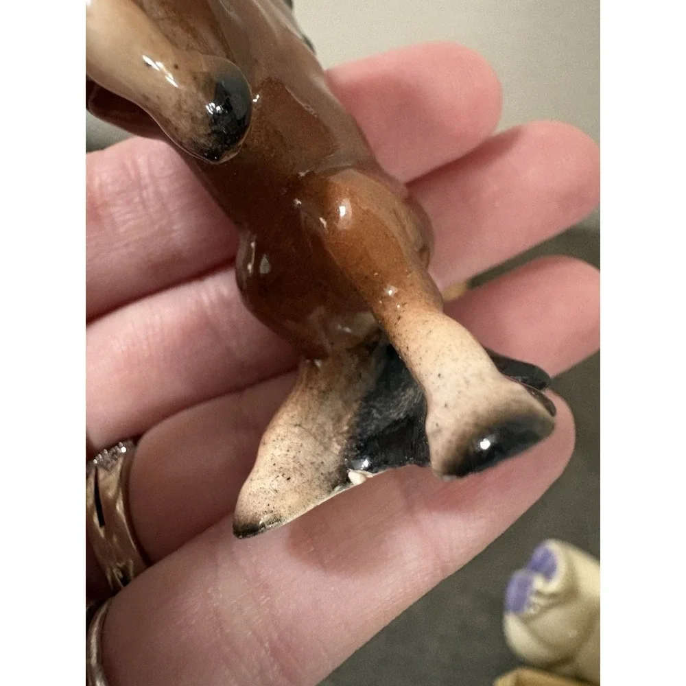 Small Porcelain Vintage Rearing Bay Horse Figurine